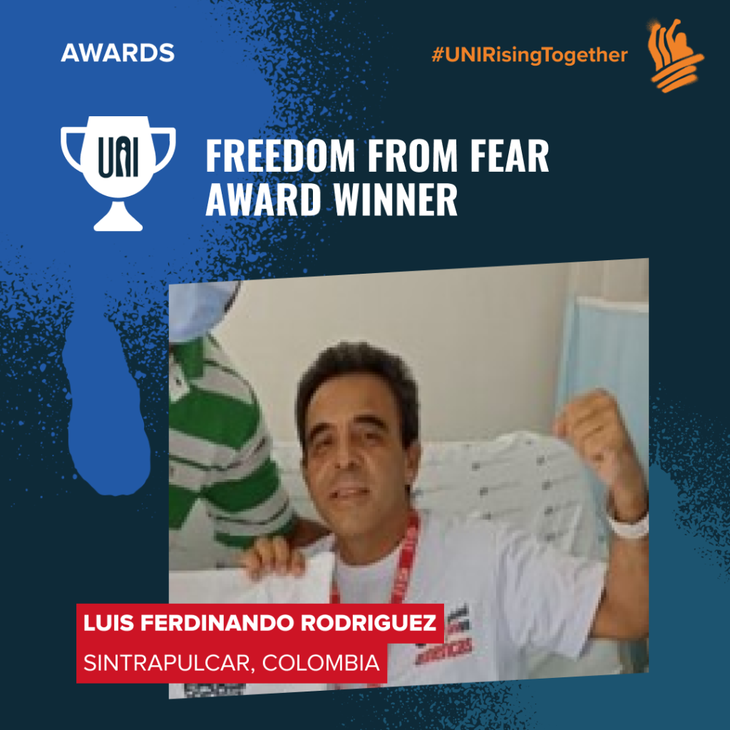 UNI Global Union Presents Freedom from Fear Award 2023 to Resilient Colombian Union Leader  