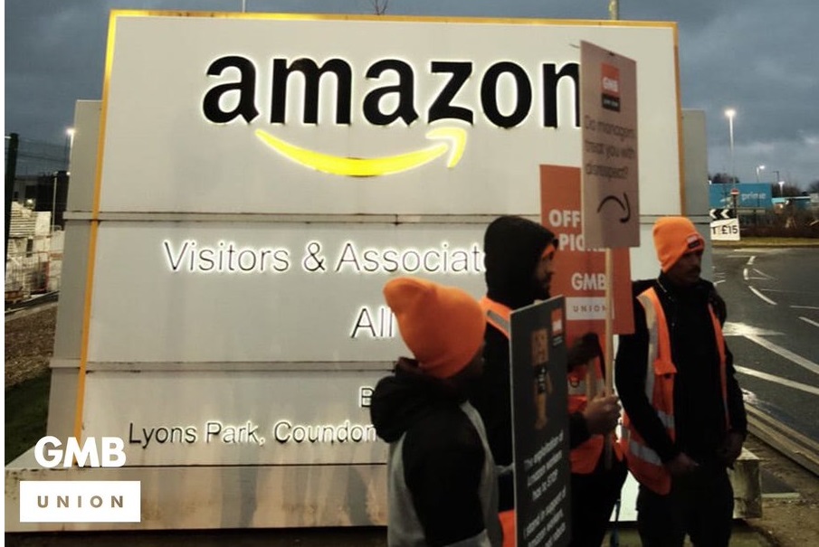 I lavoratori di Amazon provenienti da Italia, Germania e Stati Uniti si uniscono agli scioperanti della GMB di Coventry, nel Regno Unito