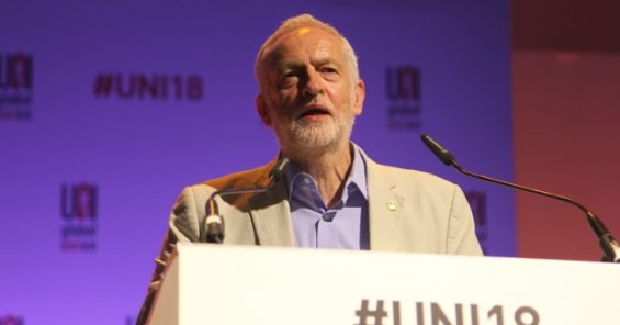 Corbyn sounds battle cry to trade union leaders around the world