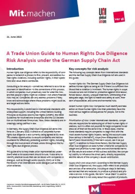 Trade Union Guide to Human Rights Due Diligence Risk Analysis under the German Supply Chain Act